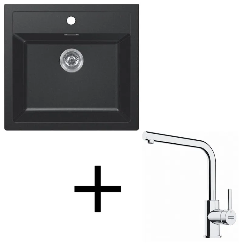 Set T114 Lavello in tectonite Franke SID 610+ Miscelatore FS 3230 / Nero