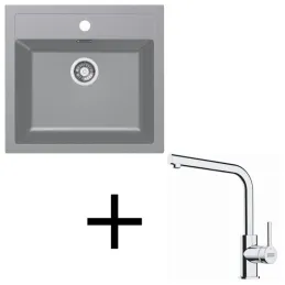 Set T114 Lavello in tectonite Franke SID 610 + Rubinetto FS 3230 / Grigio