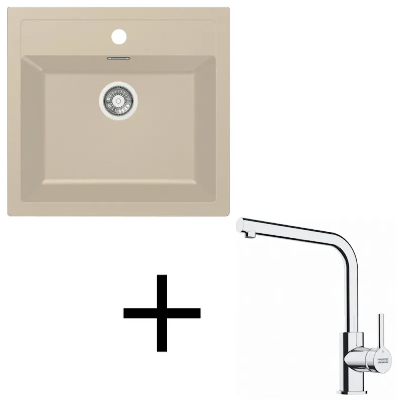 Set T114 Lavello in tectonite Franke SID 610 + Rubinetto FS 3230 / Beige