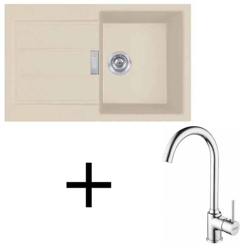 Set T104 Lavello in tectonite Franke S2D 611-78 + Miscelatore FP 9000 / Beige