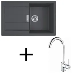 Set T104 Lavello in tectonite Franke S2D 611-78 + miscelatore FP 9000 / Nero