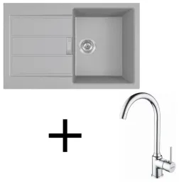 Set T104 Lavello in tectonite Franke S2D 611-78 + Miscelatore FP 9000 / Grigio