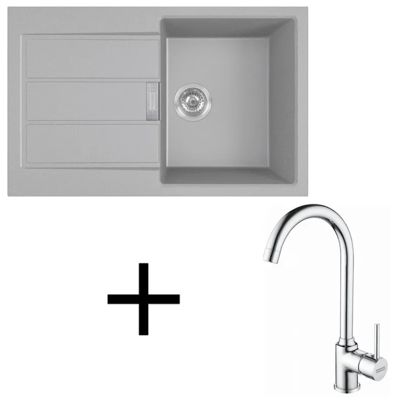 Set T104 Lavello in tectonite Franke S2D 611-78 + Miscelatore FP 9000 / Grigio