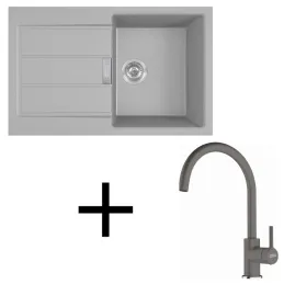 Set T123 Lavello in tectonite Franke S2D 611-78 + Miscelatore FC 6018 / Grigio