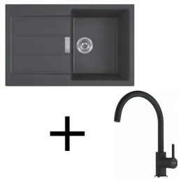 Set T123 Lavello in tectonite Franke S2D 611-78 + Miscelatore FC 6018 / Nero