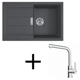 Set T123 Lavello in tectonite Franke S2D 611-78 + Miscelatore FS 3230 / Nero