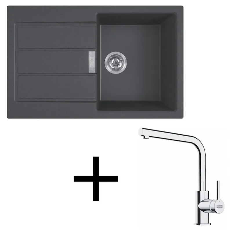 Set T123 Lavello in tectonite Franke S2D 611-78 + Miscelatore FS 3230 / Nero