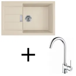 Set T106 lavello in tectonite Franke S2D 611-78 XL + rubinetto FP 9000 / Beige