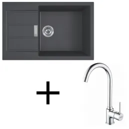 Set T106 Lavello in tectonite Franke S2D 611-78 XL + Miscelatore FP 9000 / Nero