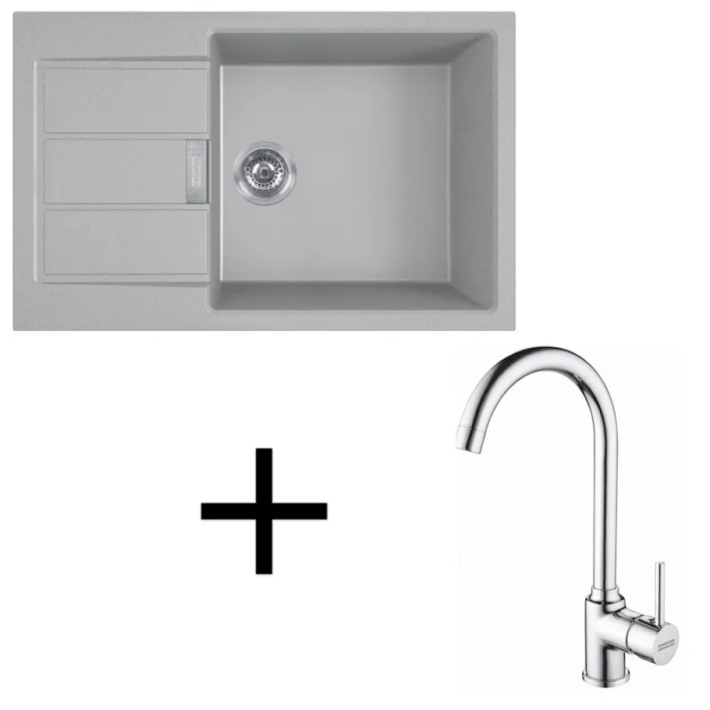 Set T106 Lavello in tectonite Franke S2D 611-78 XL + Miscelatore FP 9000 / Grigio