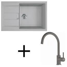 Set T124 Lavello in tectonite Franke S2D 611-78 XL + Miscelatore FC 6018 / Grigio