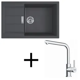 Set T116 Lavello in tectonite Franke S2D 611-78 XL + Miscelatore FS 3230 / Nero