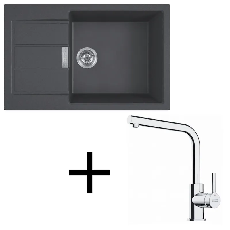 Set T116 Lavello in tectonite Franke S2D 611-78 XL + Miscelatore FS 3230 / Nero