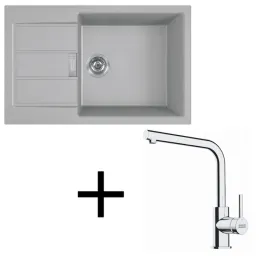 Set T116 lavello in tectonite Franke S2D 611-78 XL + rubinetto FS 3230 / Grigio
