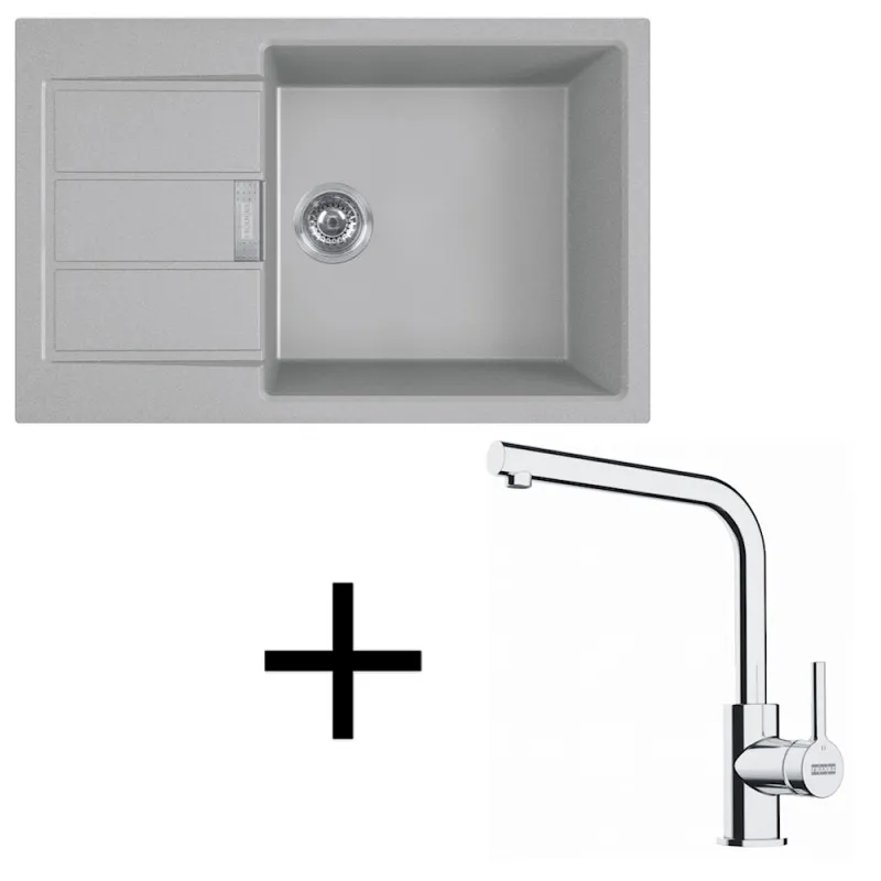Set T116 lavello in tectonite Franke S2D 611-78 XL + rubinetto FS 3230 / Grigio