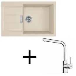Set T116 Lavello in tectonite Franke S2D 611-78 XL + Miscelatore FS 3230 / Beige