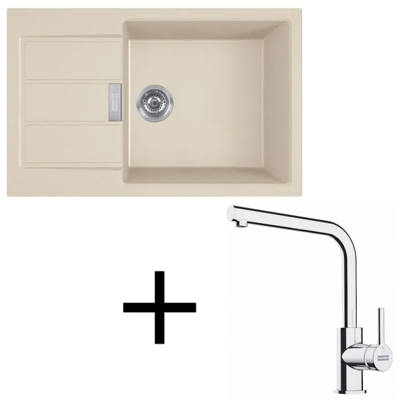 Set T116 Lavello in tectonite Franke S2D 611-78 XL + Miscelatore FS 3230 / Beige
