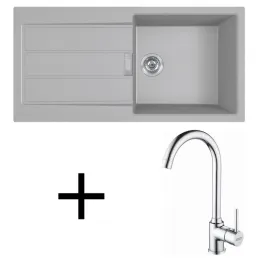 Set T108 Lavello in tectonite Franke S2D 611-100 + Miscelatore FP 9000 / Grigio