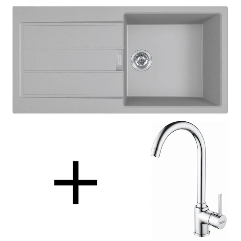 Set T108 Lavello in tectonite Franke S2D 611-100 + Miscelatore FP 9000 / Grigio