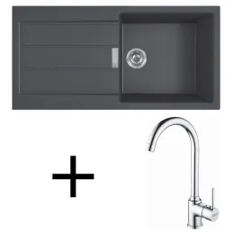 Set T108 Lavello in tectonite Franke S2D 611-100 + Miscelatore FP 9000 / Nero