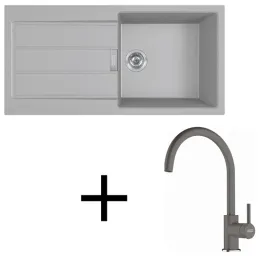 Set T125 Lavello in tectonite Franke S2D 611-100 + Miscelatore FC 6018 / Grigio