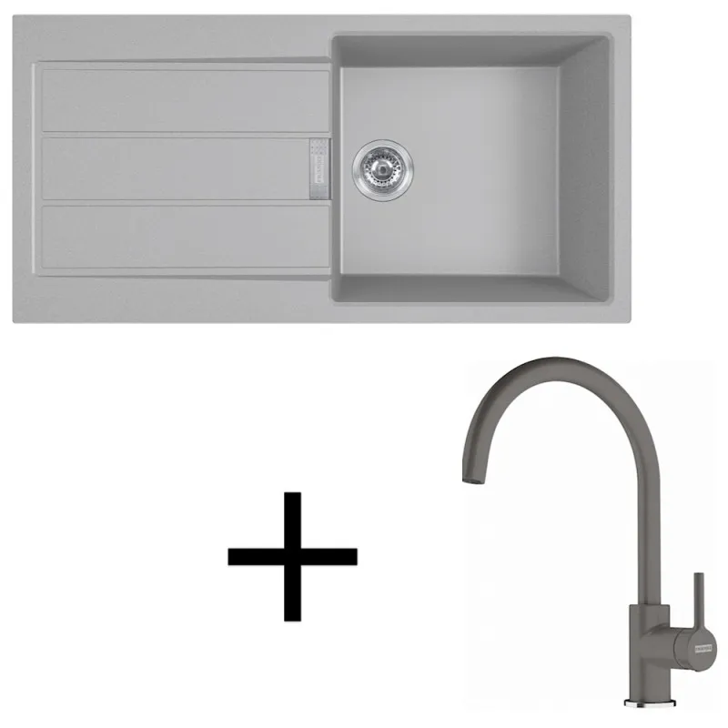 Set T125 Lavello in tectonite Franke S2D 611-100 + Miscelatore FC 6018 / Grigio