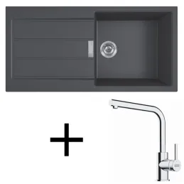 Set T117 Lavello in tectonite Franke S2D 611-100 + Miscelatore FS 3230 / Nero