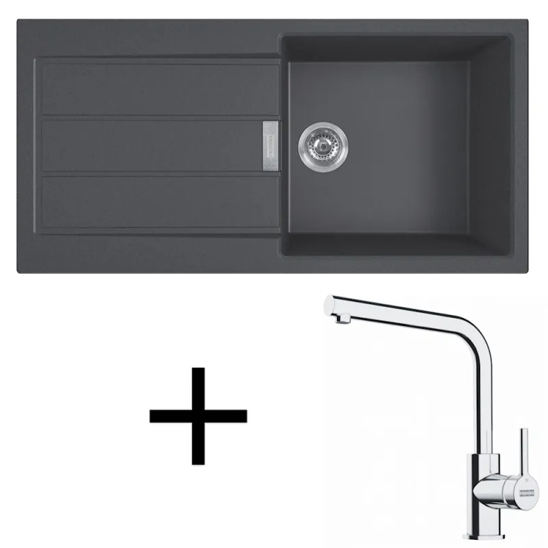 Set T117 Lavello in tectonite Franke S2D 611-100 + Miscelatore FS 3230 / Nero