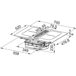 Cappa aspirante con piano cottura a induzione FSM 7081R HI / Nero