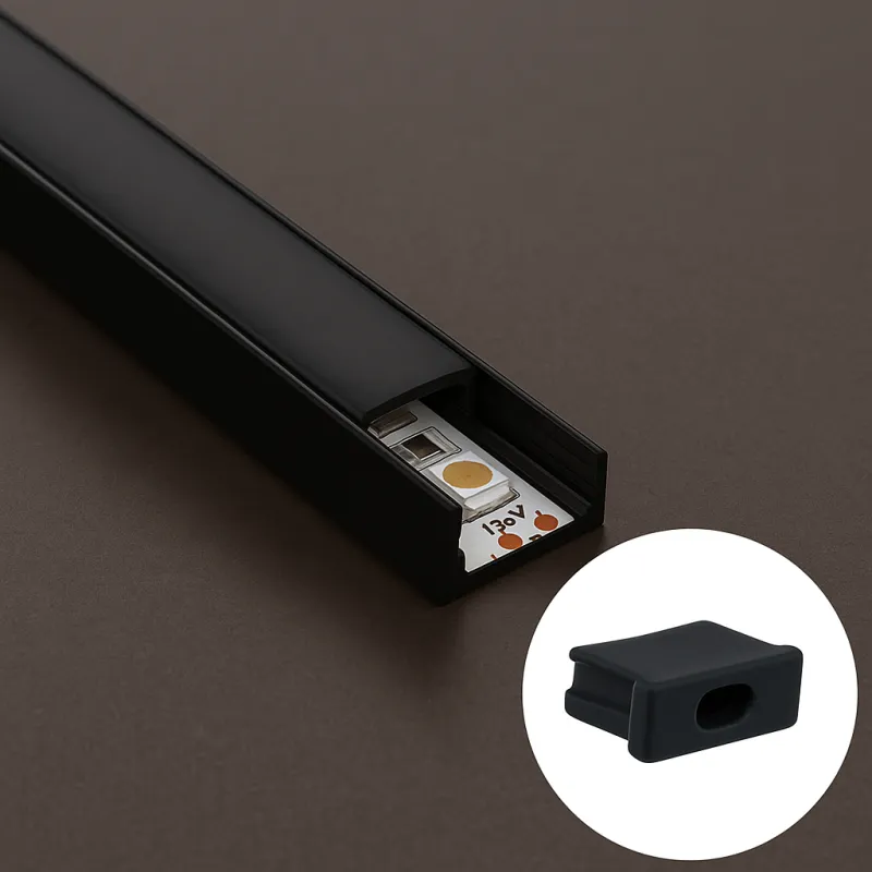 Terminale per profilo LED ANIMA LL-01/02 – con foro / Nero