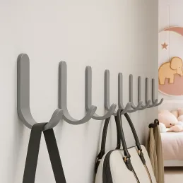 Gancio adesivo in plastica SIX / Grigio
