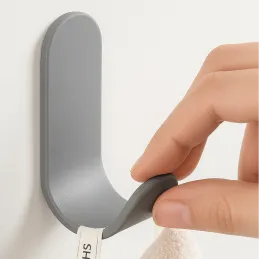 Gancio adesivo in plastica SIX / Grigio