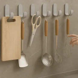 Gancio adesivo in plastica SIX / Grigio