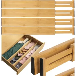 Set di 4 organizer regolabili per cassetti / Legno naturale