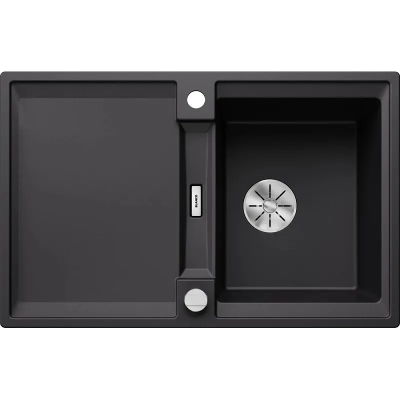 Lavello in gres Blanco ADIRA 45 S con comando eccentrico / Nero