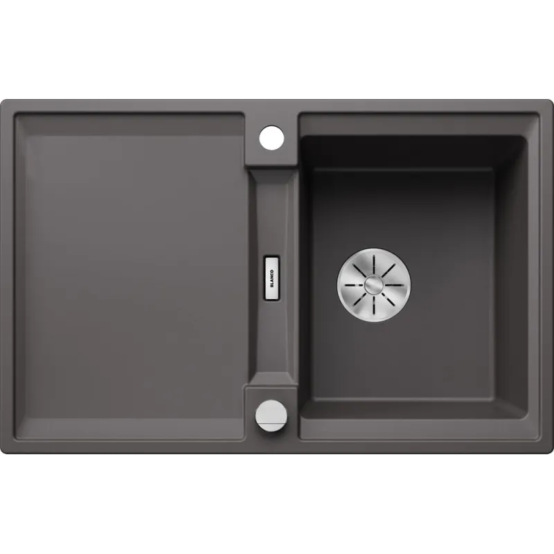 Lavello in gres Blanco ADIRA 45 S con comando eccentrico / Grigio roccia