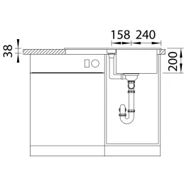 Lavello in gres Blanco ADIRA 45 S con comando eccentrico / Caffè