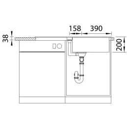 Lavello in gres Blanco ADIRA XL 6 S con comando remoto dello scarico / Nero