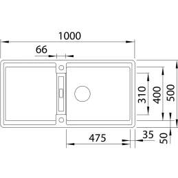 Lavello in gres Blanco ADIRA XL 6 S con comando remoto dello scarico / Caffè