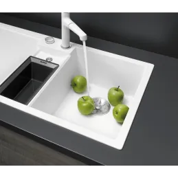 Lavello in gres porcellanato Blanco COLLECTIS 6 S con comando remoto dello scarico / Nero