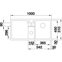Lavello in gres porcellanato Blanco COLLECTIS 6 S con comando remoto dello scarico / Nero