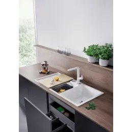 Lavello in gres Blanco COLLECTIS 6 S con comando remoto dello scarico / Bianco soft