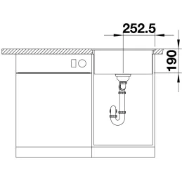 Lavello in gres Blanco DALAGO 5 con comando remoto dello scarico / Bianco soft