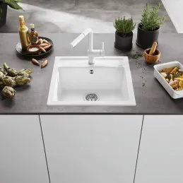 Lavello in gres Blanco DALAGO 5 con comando remoto per piletta / Caffè