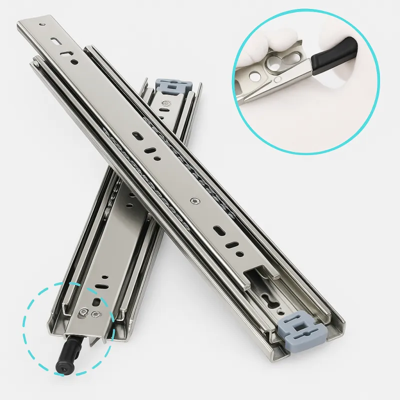 Guida telescopica per cassetti con bloccaggio HEAVY da 53 mm – per carichi pesanti – portata 100 kg