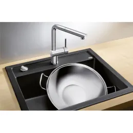 Lavello in ceramica Blanco DALAGO 6 con comando remoto dello scarico / Caffè