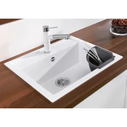 Lavello in ceramica Blanco DALAGO 6 con comando remoto dello scarico / Caffè