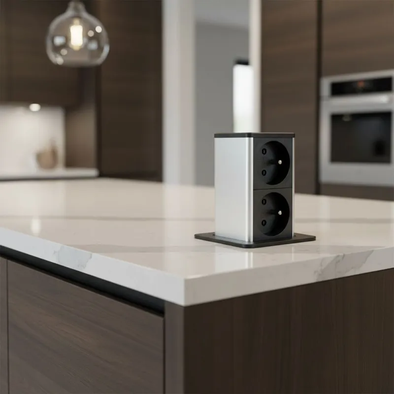 Presa a scomparsa SQUARE UP FRENCH 2x230V / Nero opaco
