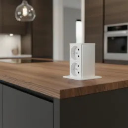 Presa estraibile SQUARE UP FRENCH 2x230V / Bianco opaco