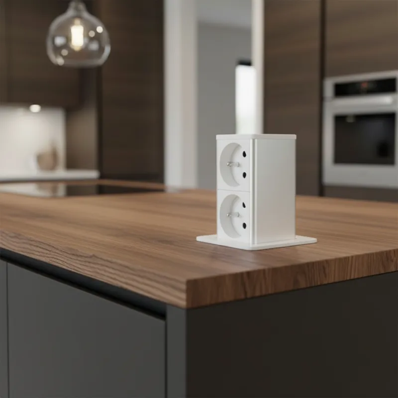 Presa estraibile SQUARE UP FRENCH 2x230V / Bianco opaco